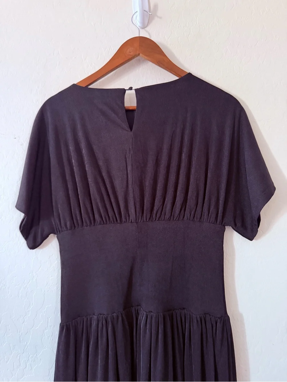 Alexia Admor Black Midi Dress Ruched Waist Dolman Sleeve Small - Picture 6 of 8